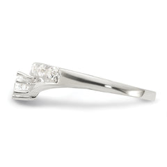 Sterling Silver Row and Solitaire CZ Ring