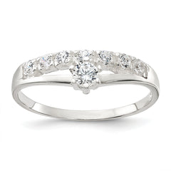 Sterling Silver Row and Solitaire CZ Ring