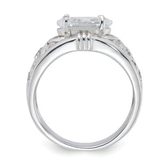 Sterling Silver Rhodium Plated CZ Ring