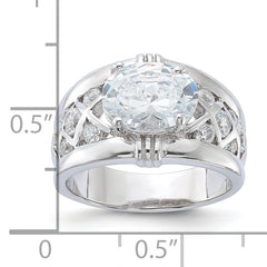 Sterling Silver Rhodium Plated CZ Ring