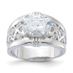 Sterling Silver Rhodium Plated CZ Ring