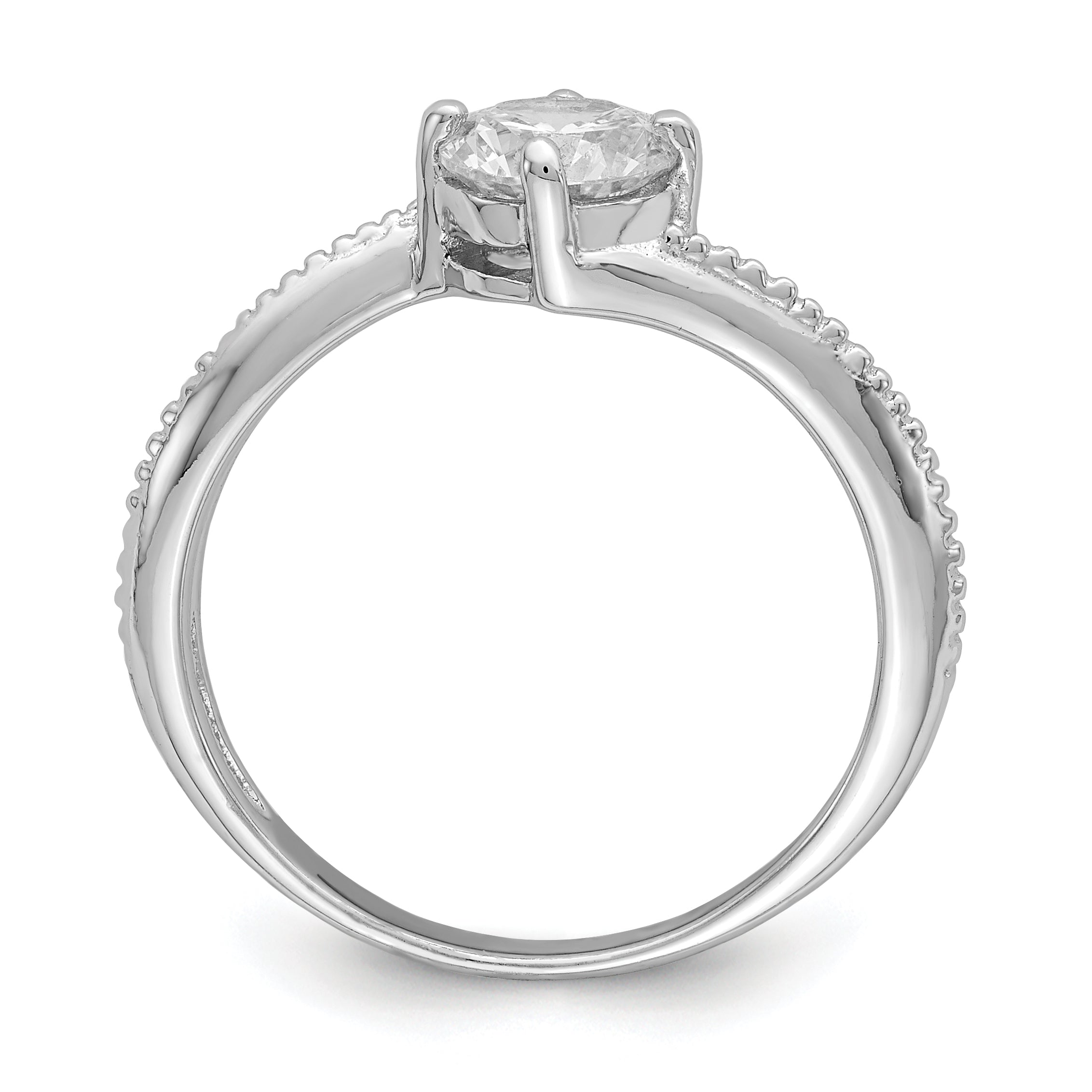 Sterling Silver Rhodium Plated CZ Ring