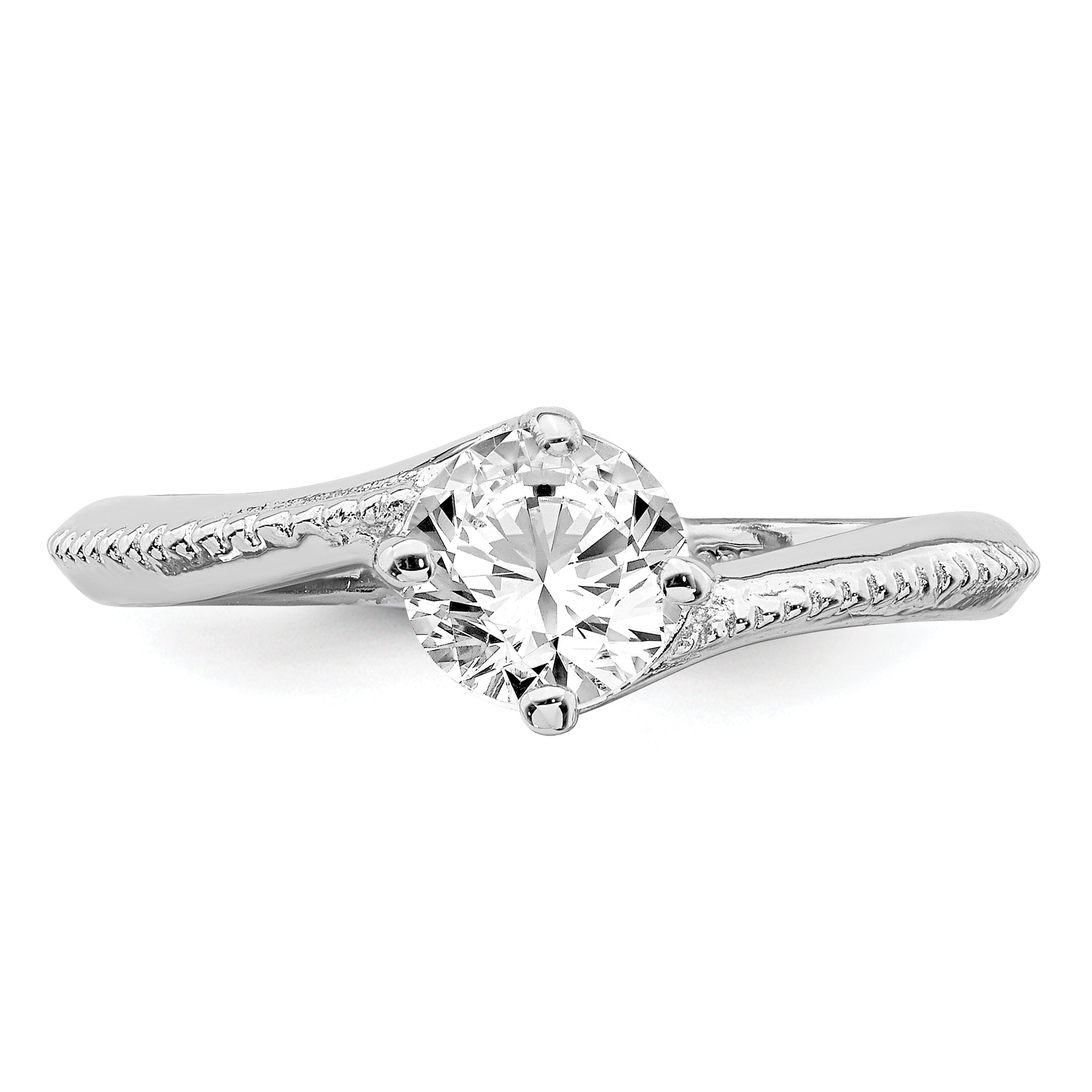 Sterling Silver Rhodium Plated CZ Ring