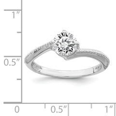 Sterling Silver Rhodium Plated CZ Ring