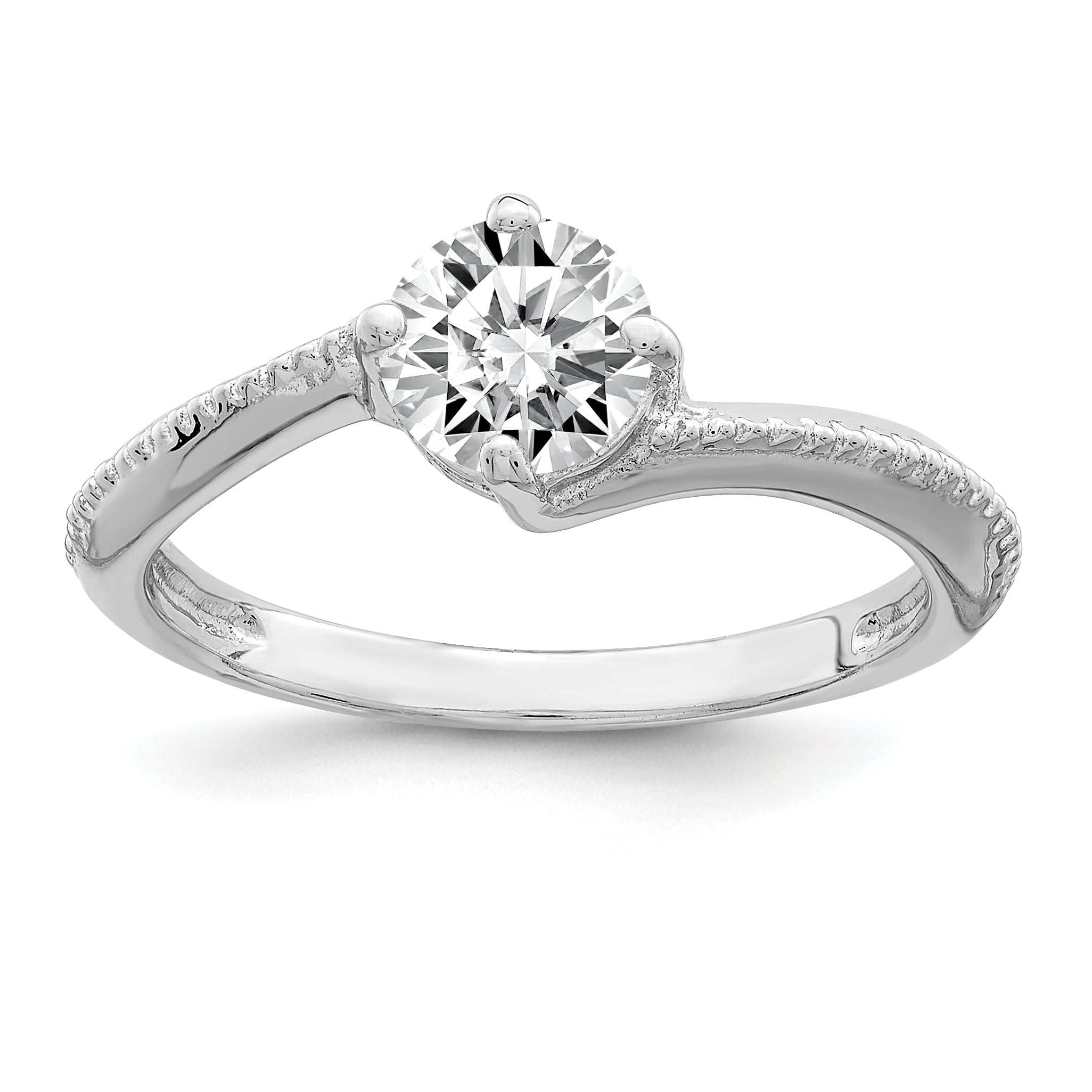 Sterling Silver Rhodium Plated CZ Ring