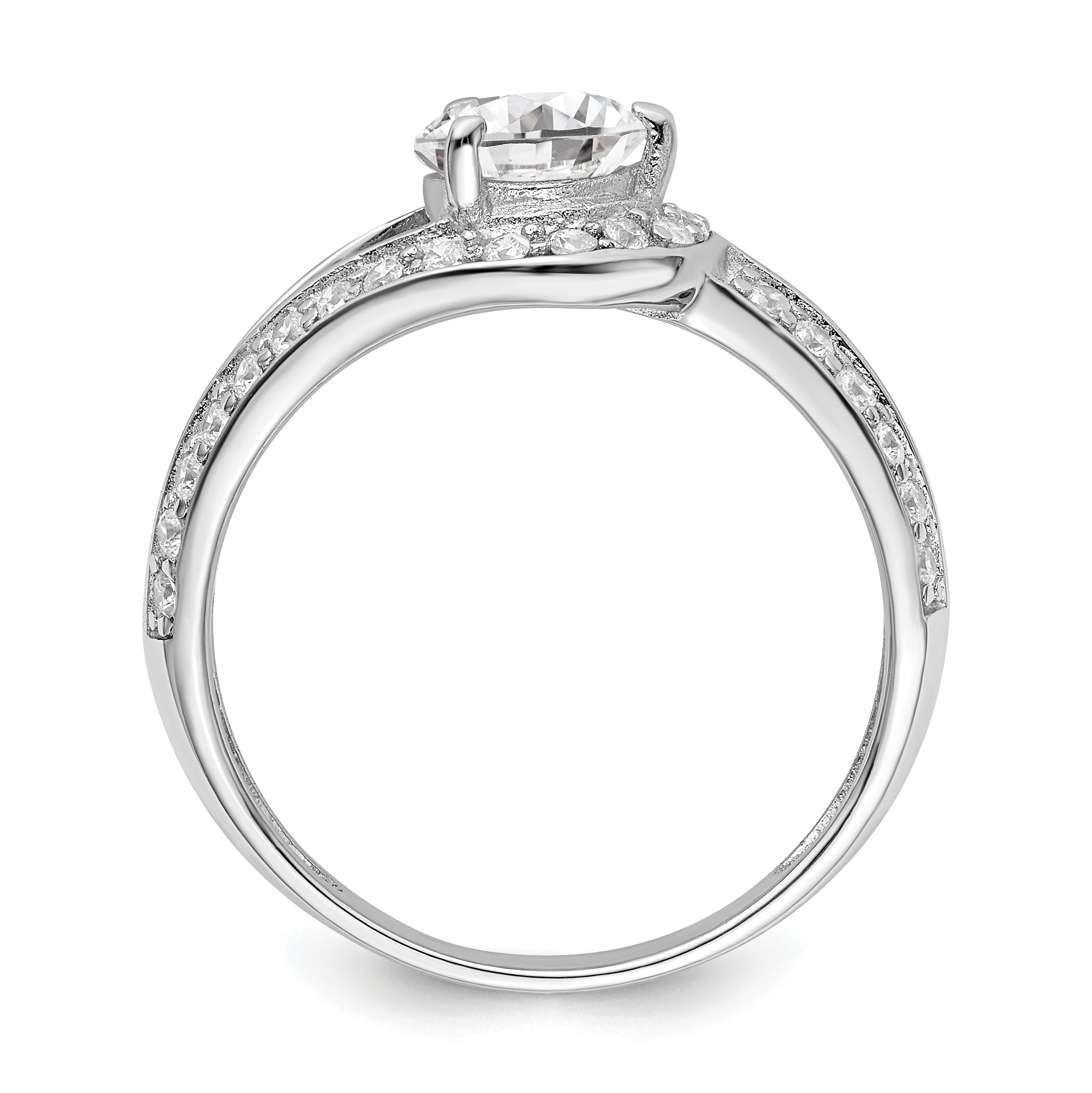 Sterling Silver Rhodium Plated CZ Ring