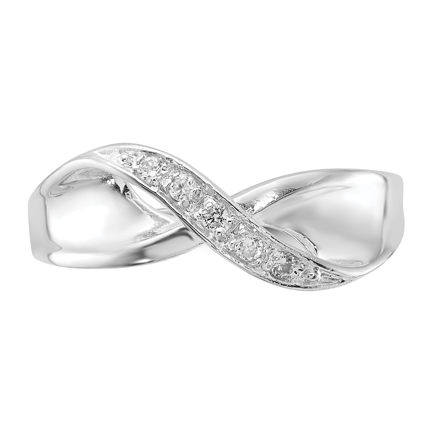 Sterling Silver CZ Twist Ring