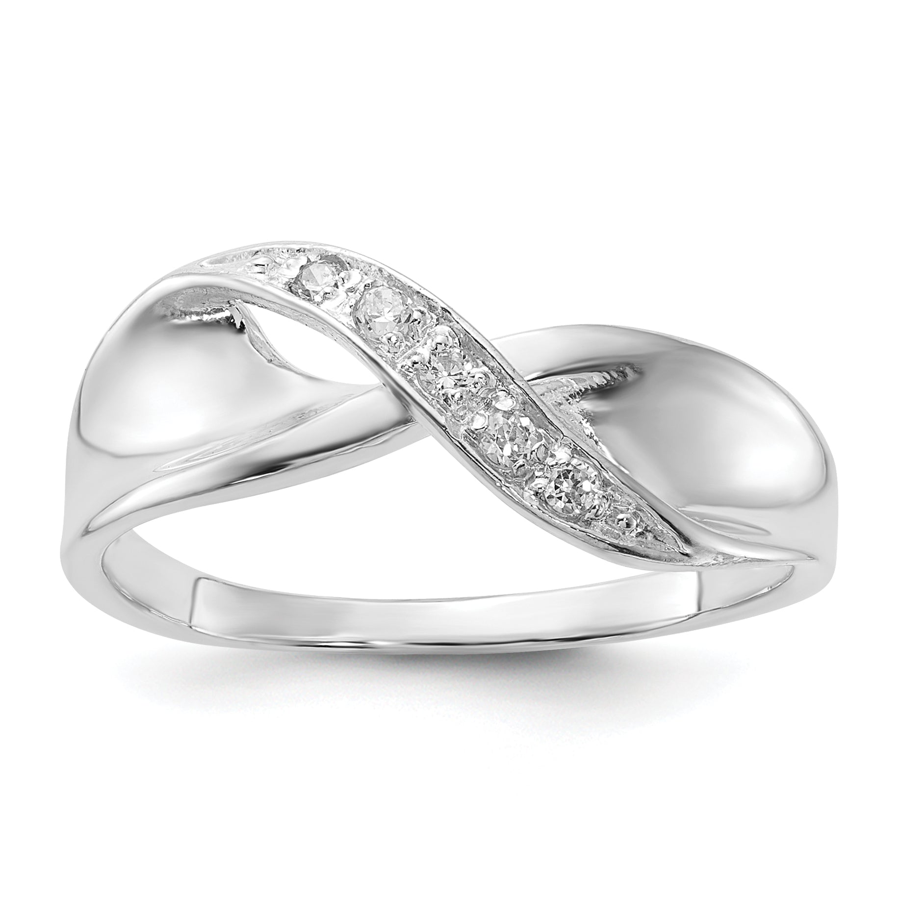 Sterling Silver CZ Twist Ring