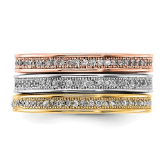 Sterling Silver Gold-tone & Rose-tone Vermeil Trio Stackable Ring Set