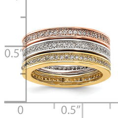 Sterling Silver Gold-tone & Rose-tone Vermeil Trio Stackable Ring Set