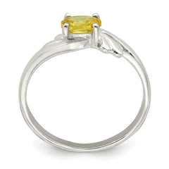 Sterling Silver Yellow Oval CZ Ring