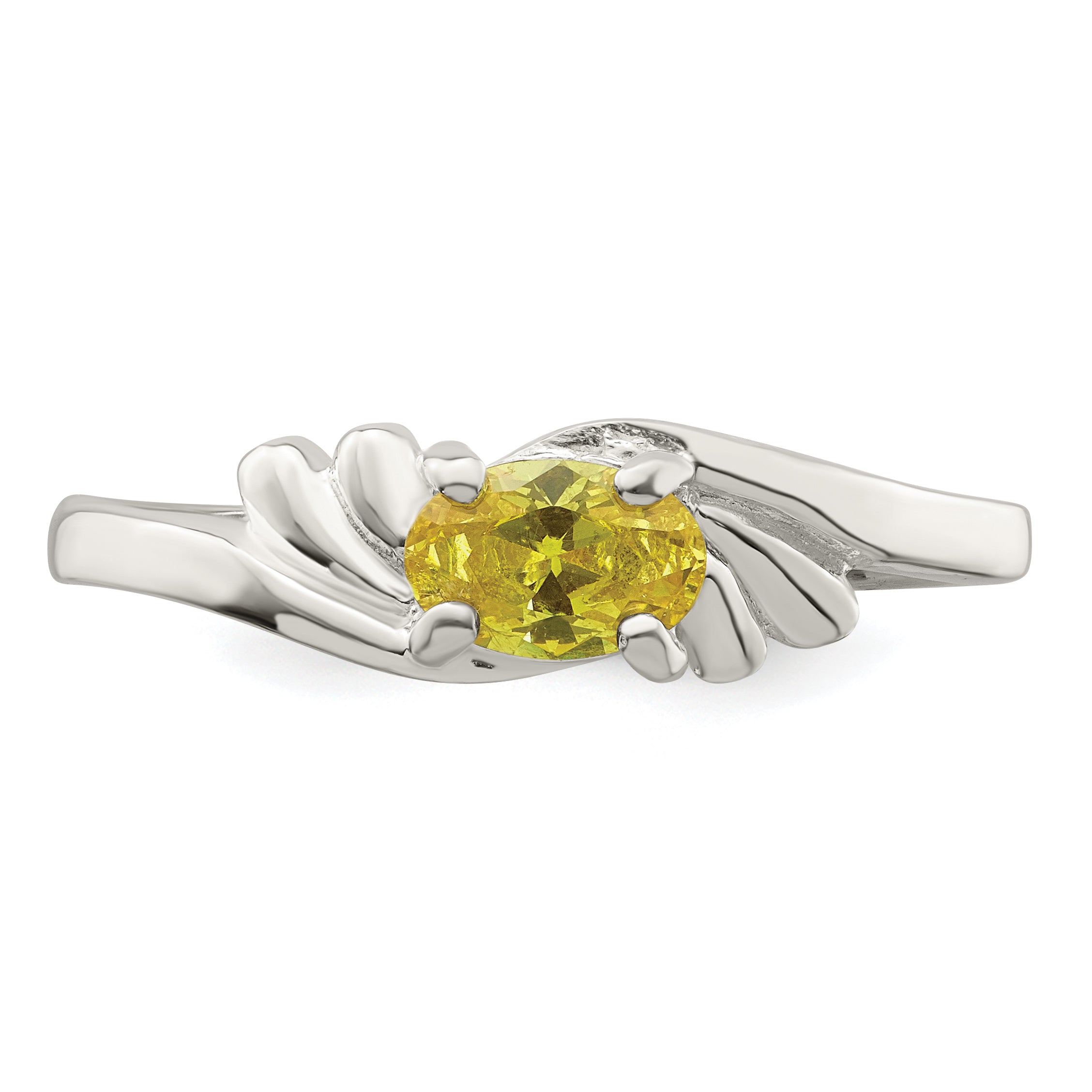 Sterling Silver Yellow Oval CZ Ring