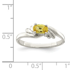 Sterling Silver Yellow Oval CZ Ring