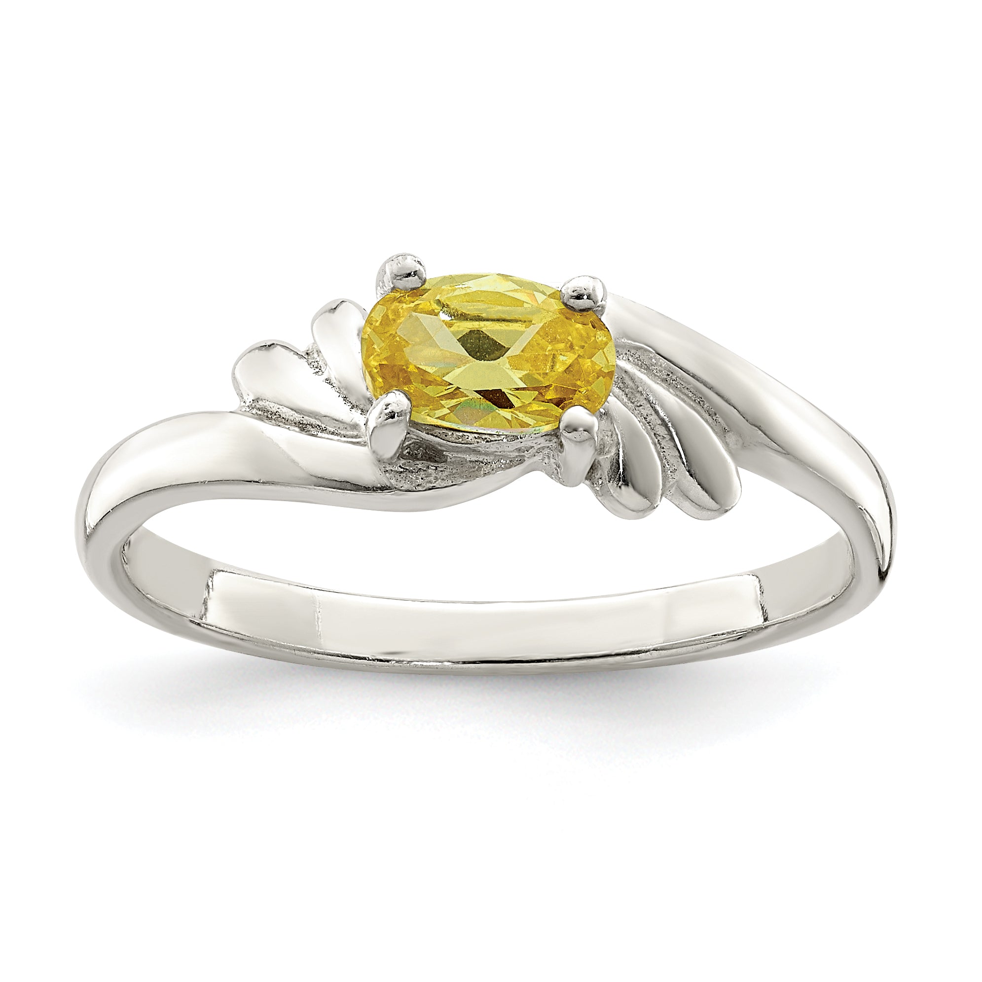 Sterling Silver Yellow Oval CZ Ring