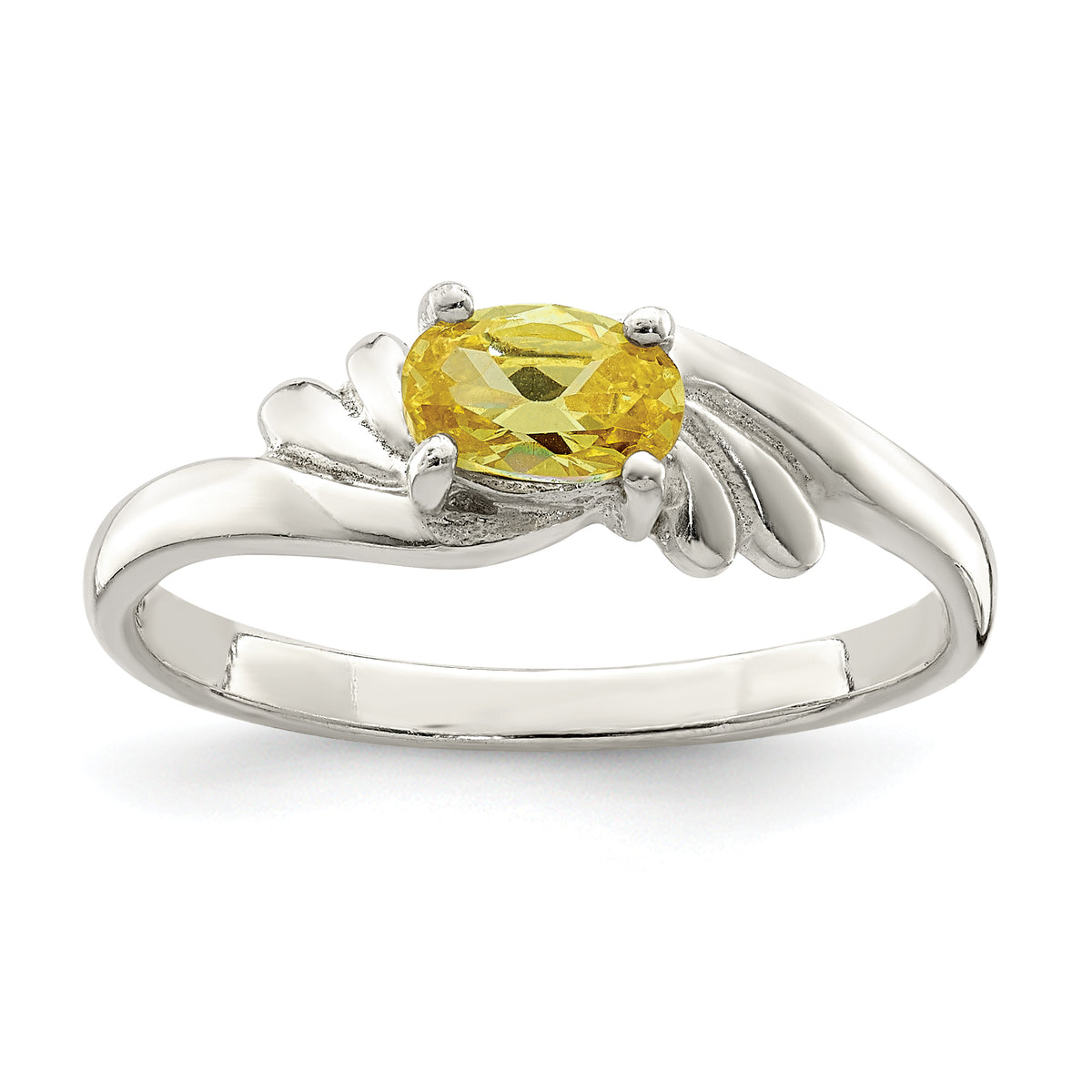 Sterling Silver Yellow Oval CZ Ring