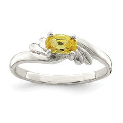 Sterling Silver Yellow Oval CZ Ring