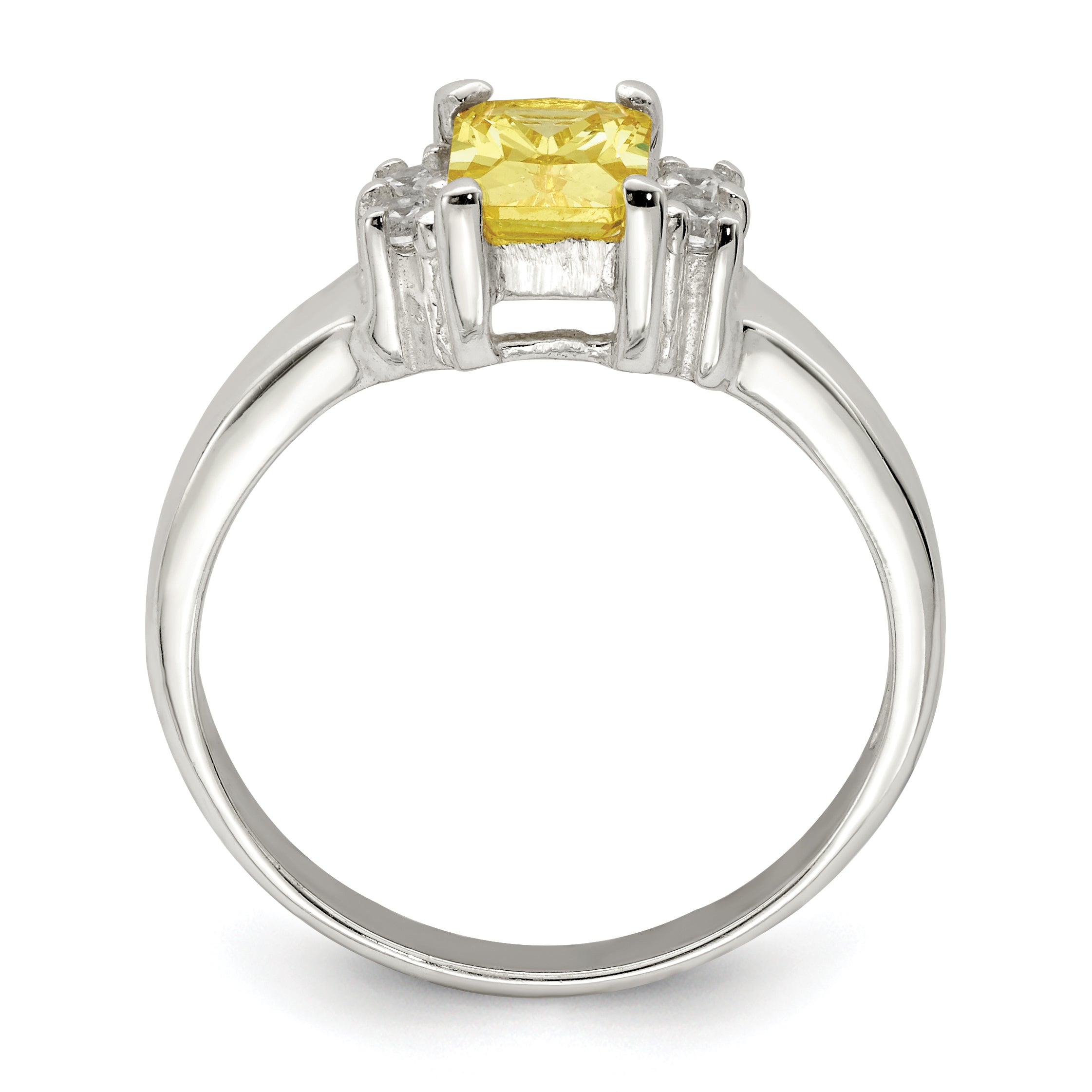 Sterling Silver Yellow & White CZ Ring