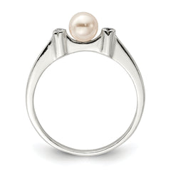 Sterling Silver CZ Imitation Pearl Ring