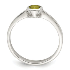 Sterling Silver Lime Green Round Bezel CZ Ring