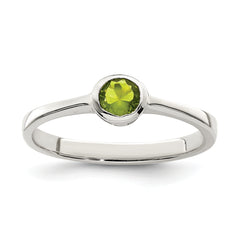 Sterling Silver Lime Green Round Bezel CZ Ring