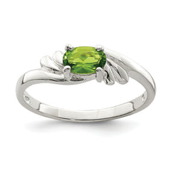 Sterling Silver Lime Green Oval CZ Ring