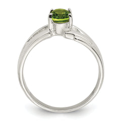 Sterling Silver Lime Green Oval CZ Ring