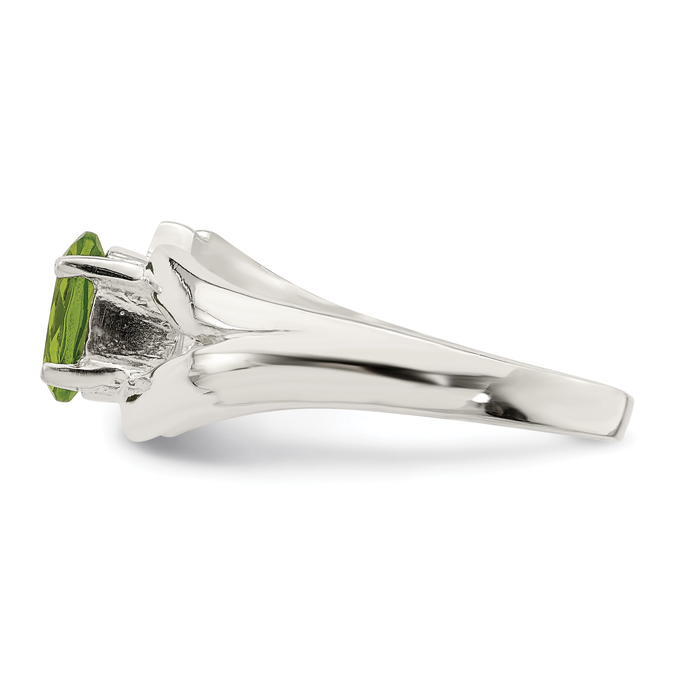 Sterling Silver Lime Green Oval CZ Ring