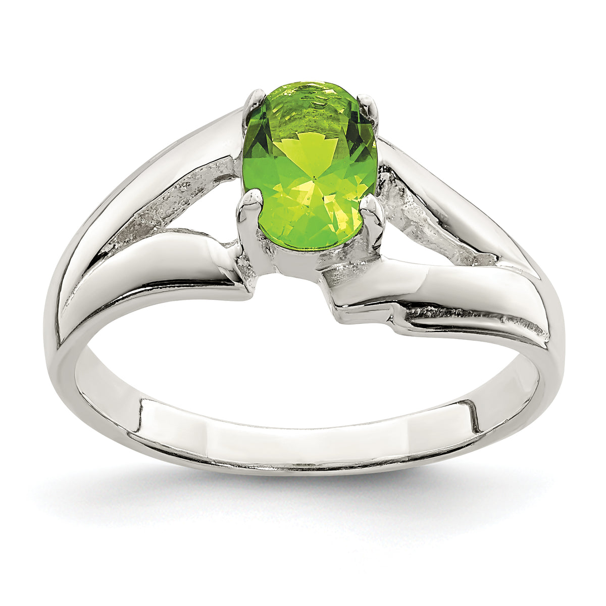 Sterling Silver Lime Green Oval CZ Ring