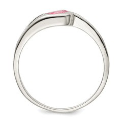 Sterling Silver Pink Round Bezel CZ Ring