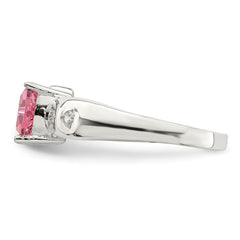 Sterling Silver Pink Trillion CZ Ring