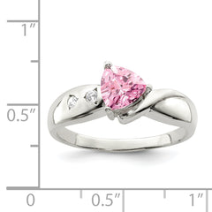 Sterling Silver Pink Trillion CZ Ring