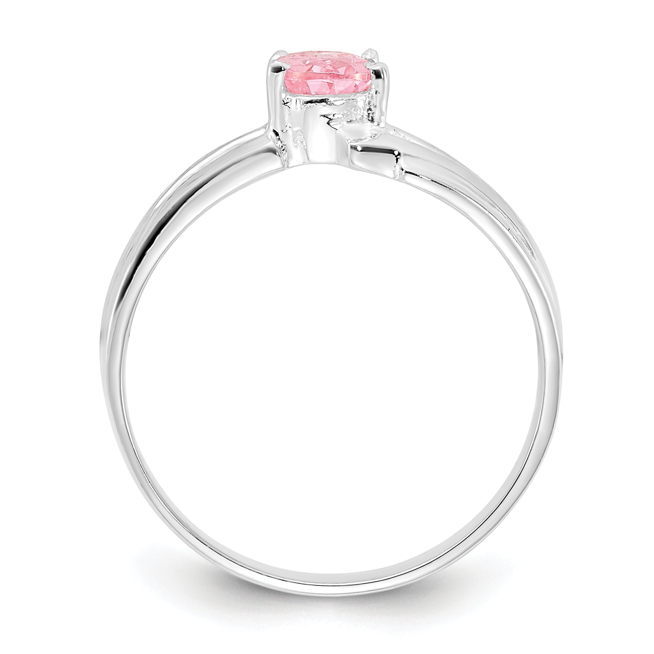 Sterling Silver Polished Pink Oval CZ Ring