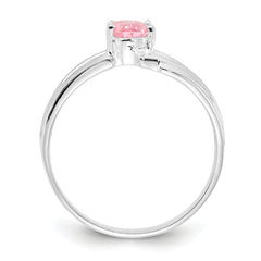 Sterling Silver Polished Pink Oval CZ Ring