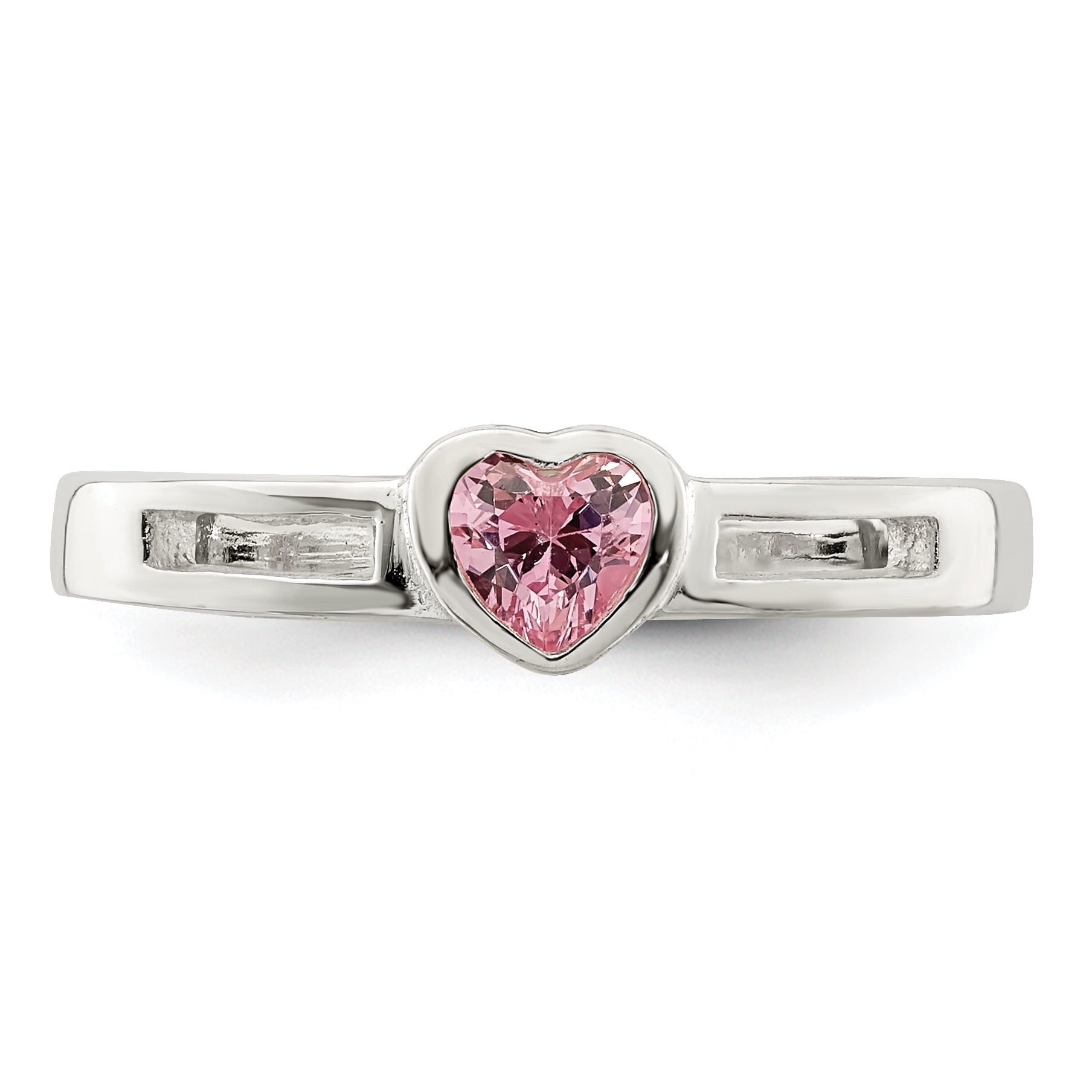 Sterling Silver Pink CZ Heart Ring