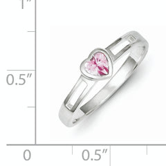 Sterling Silver Pink CZ Heart Ring