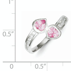 Sterling Silver Pink CZ Heart Ring