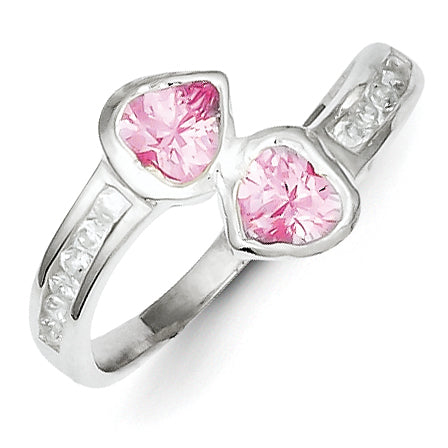 Sterling Silver Pink CZ Heart Ring