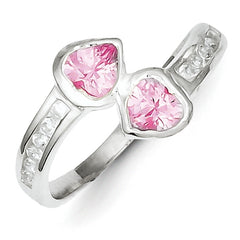 Sterling Silver Pink CZ Heart Ring