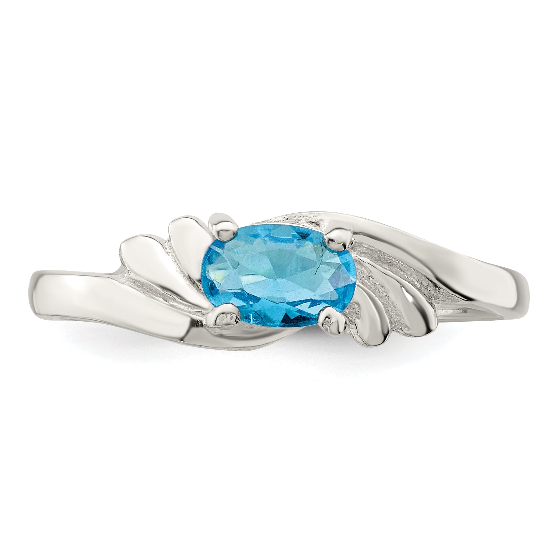 Sterling Silver Light Blue Oval CZ Ring