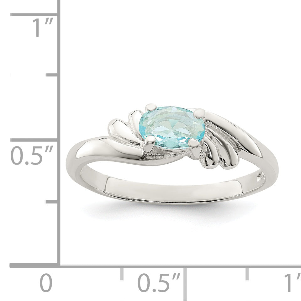 Sterling Silver Light Blue Oval CZ Ring