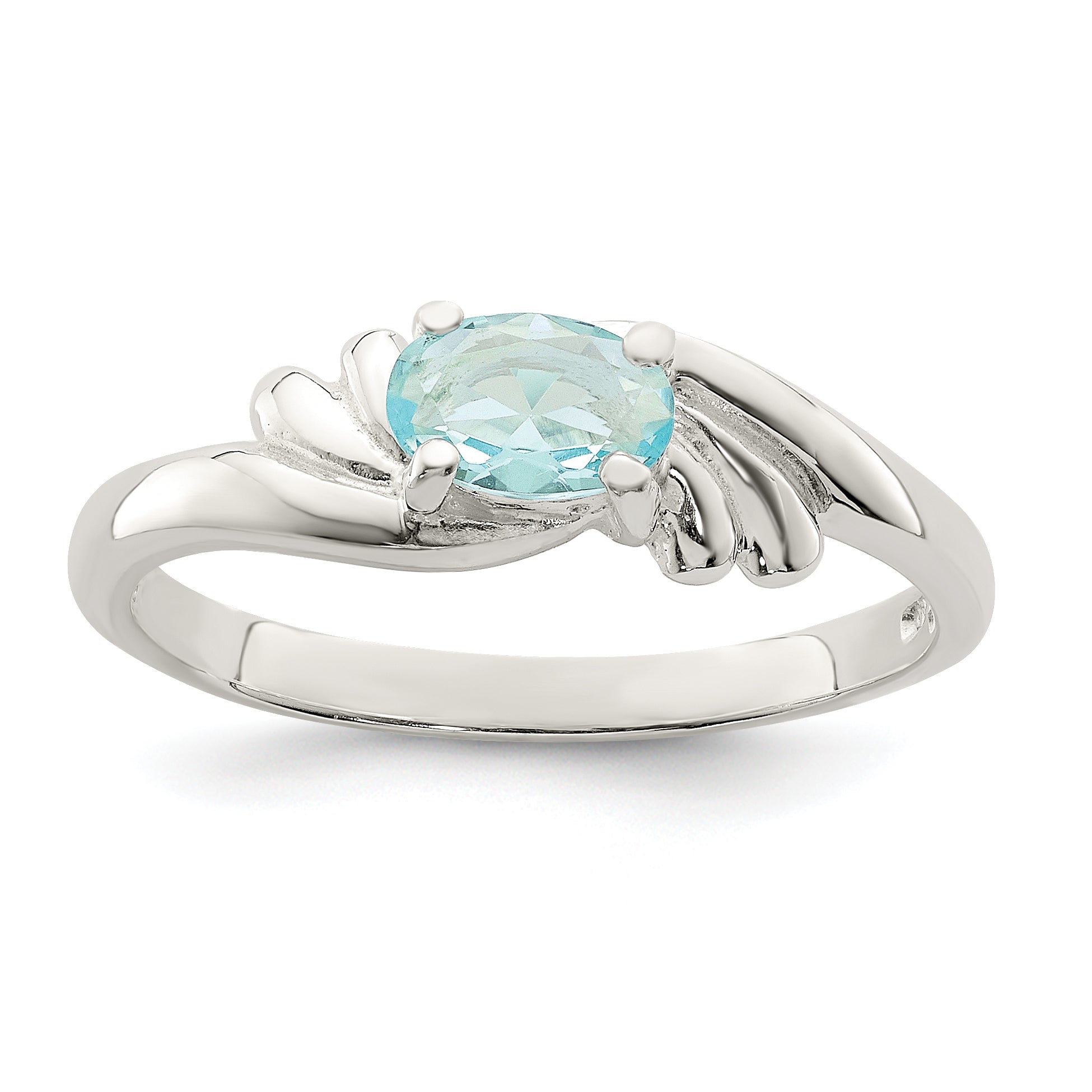 Sterling Silver Light Blue Oval CZ Ring