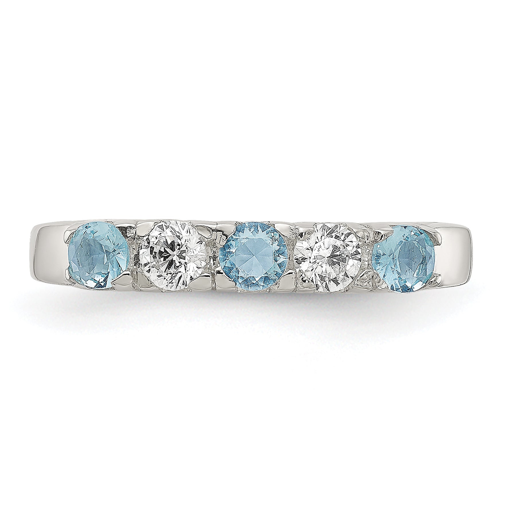 Sterling Silver Light Blue & White CZ Ring