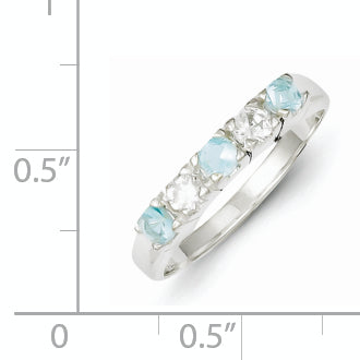 Sterling Silver Light Blue & White CZ Ring