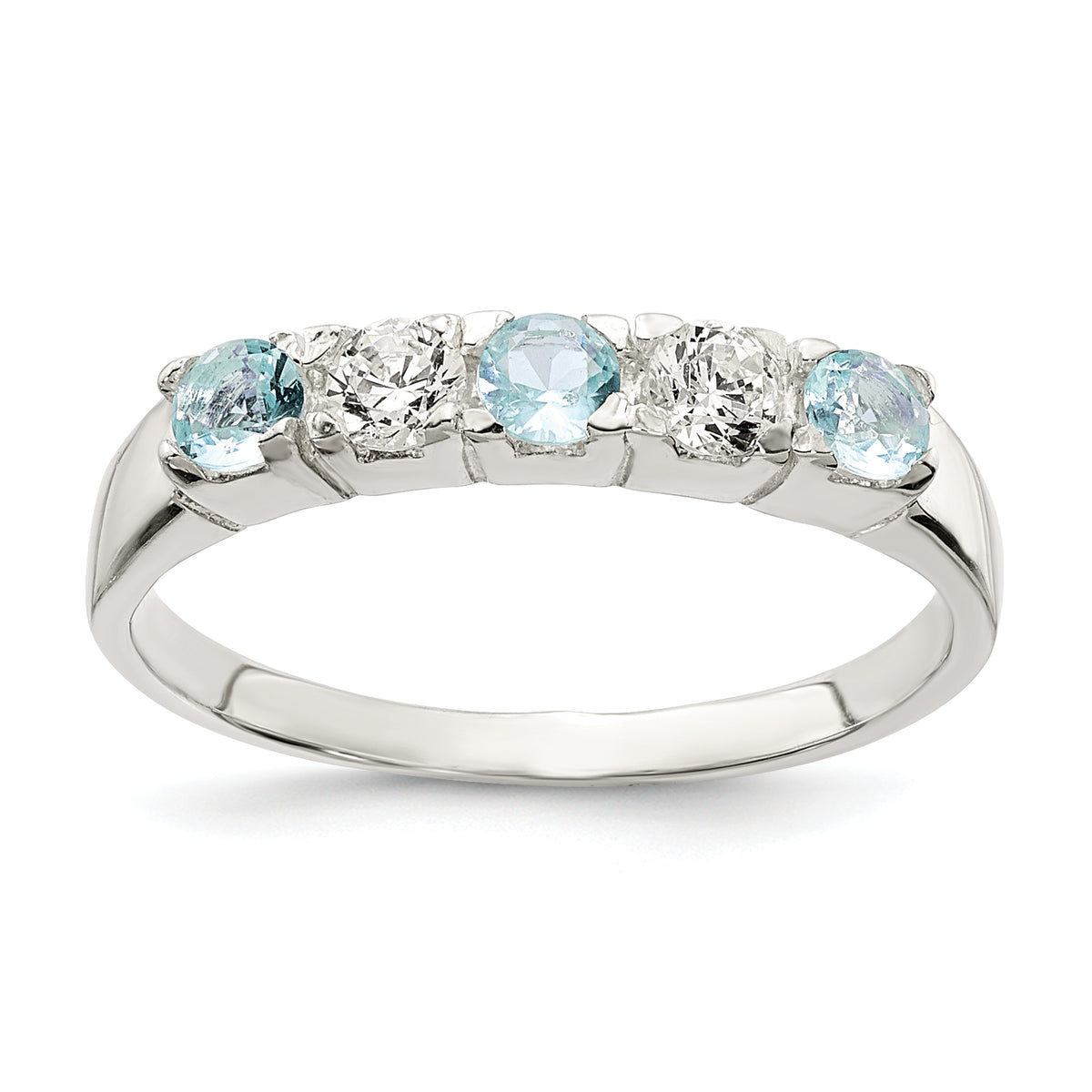 Sterling Silver Light Blue & White CZ Ring