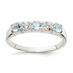 Sterling Silver Light Blue & White CZ Ring