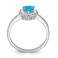 Sterling Silver Rhodium Blue Topaz Ring