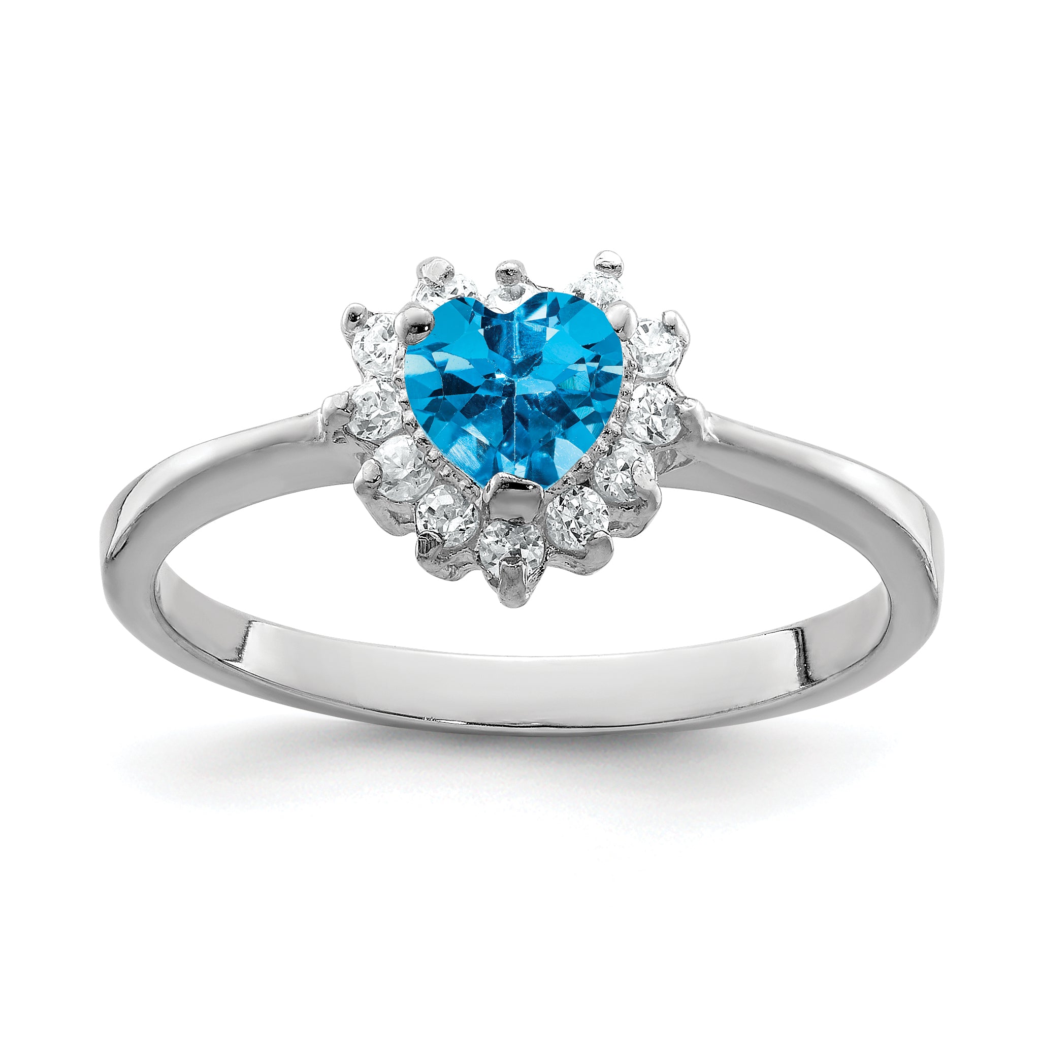 Sterling Silver Rhodium Blue Topaz Ring