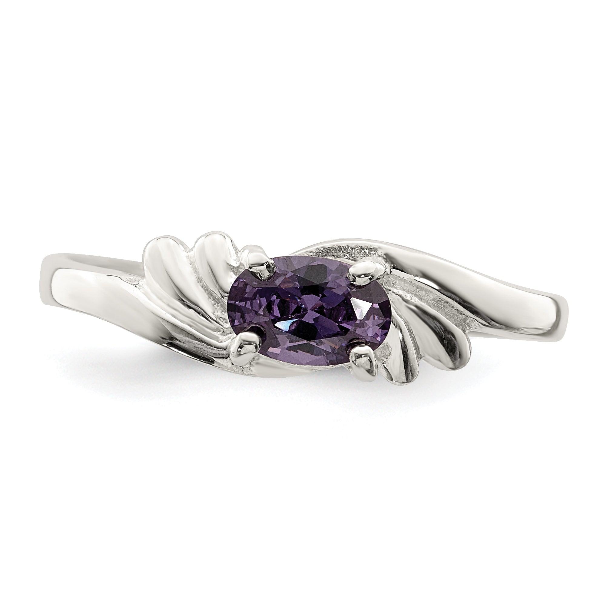 Sterling Silver Purple Oval CZ Ring