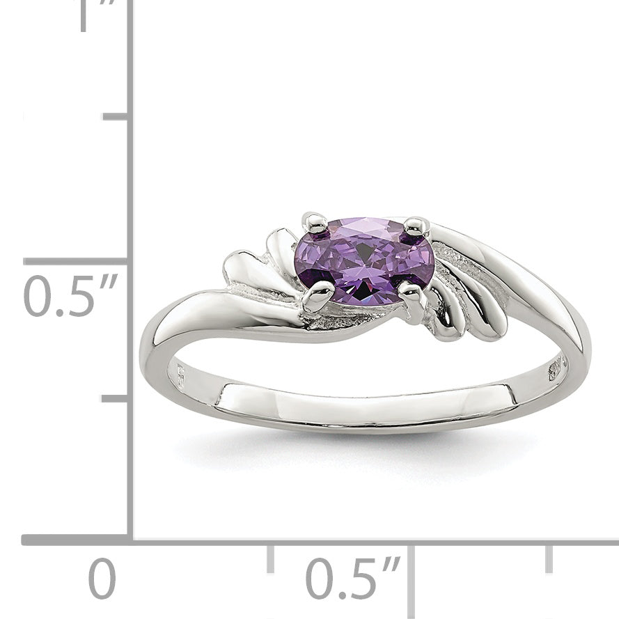 Sterling Silver Purple Oval CZ Ring