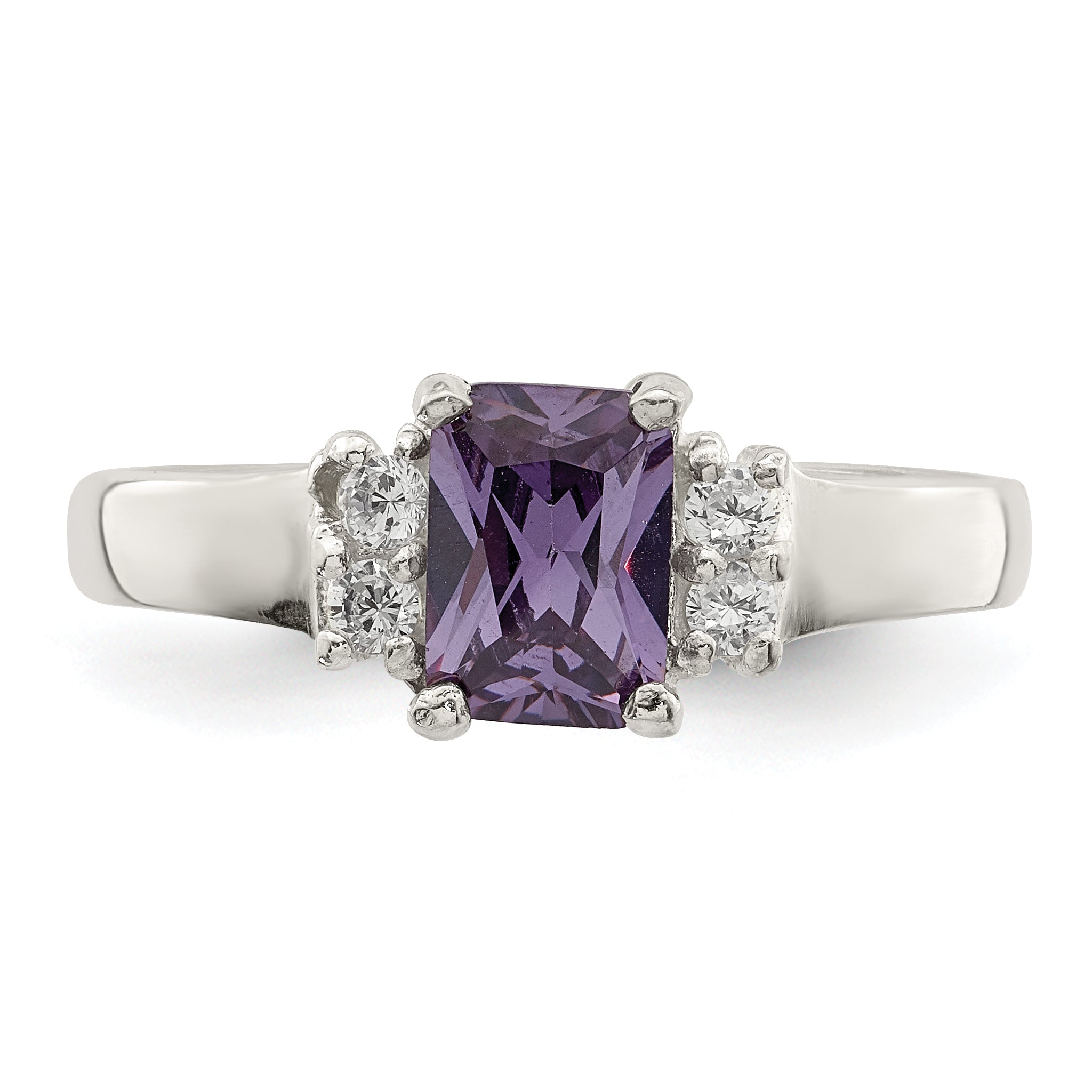 Sterling Silver Purple & White CZ Ring